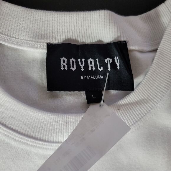 Royalty Maluma Sleeveless‎ T-Shirt Mens Large Solid White Crewneck Latin NEW - Picture 4 of 6